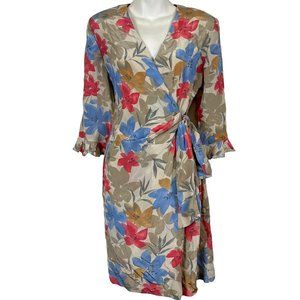 Papell Boutique by Adrianna Papell Womens Pure Silk Wrap Style Dress sz 8